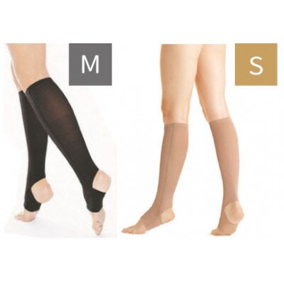 キュッとひきしめレッグシェイパー2枚セット(黒・Mサイズ、ベージュ・Sサイズ)