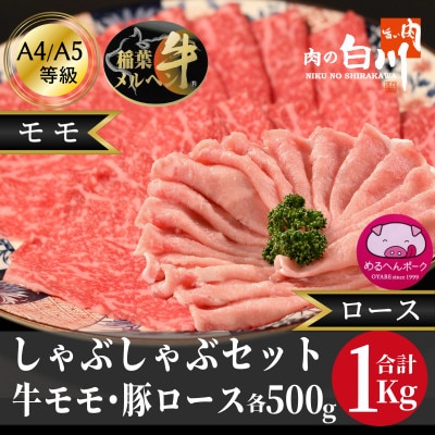 牛豚しゃぶしゃぶセット1kg(和牛モモ500g・豚ロース500g)