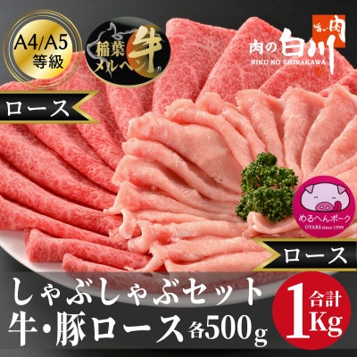 牛豚しゃぶしゃぶセット1kg(和牛ロース500g・豚ロース500g)