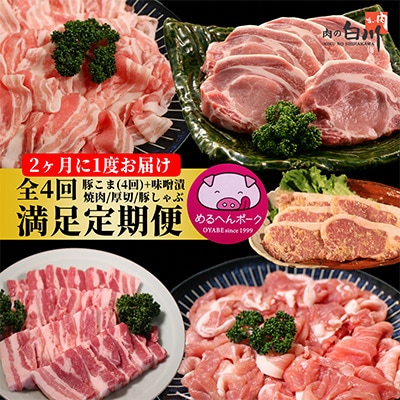 【2ヵ月毎定期便】メルヘンポーク定期便　豚こま・味噌漬・焼肉・とんかつ・しゃぶしゃぶ全4回