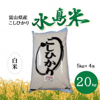 栽培期間中農薬・化学肥料不使用　こしひかり　白米 5kg×4袋(20kg)