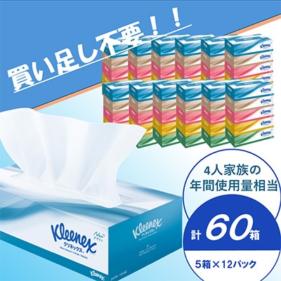 クリネックスティシュー　60箱(5箱×12パック)　ティッシュ