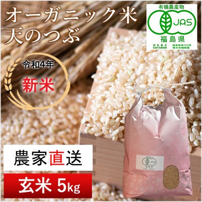 【令和4年産 新米】JAS有機米 天のつぶ(玄米) 5kg