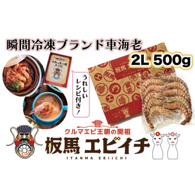 【美味しさ凝縮!】沖縄県産　瞬間冷凍ブランド車海老「板馬エビイチ」2Lサイズ　500g
