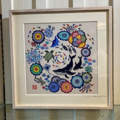 紅型染原画額「Peace in Harmony」