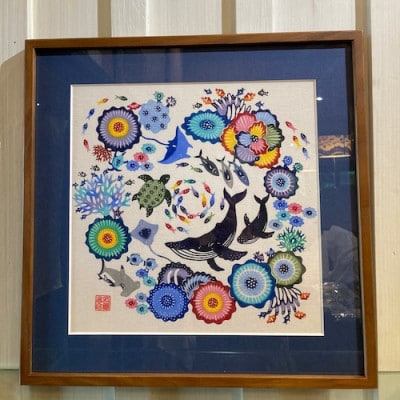 紅型染原画額「Peace in Harmony」
