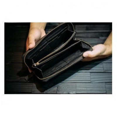 サメ革 長財布 BLACK 『イタチザメ』