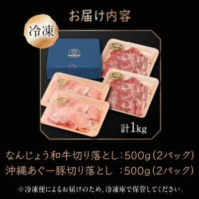 切り落としセット(なんじょう和牛・あぐー豚)計1kg