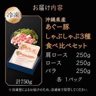 沖縄県産あぐー豚　食べ比べ3種しゃぶしゃぶセット(750g)