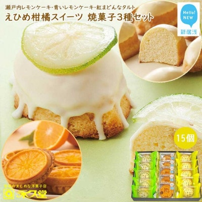 永久堂の焼菓子 3種 合計15個セット《瀬戸内レモンケーキ/青いレモンケーキ/紅まどんなタルト》