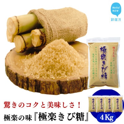 種子島のさとうきび本来の風味を残す『極楽きび糖』 1kg×4袋「極楽塩」入り