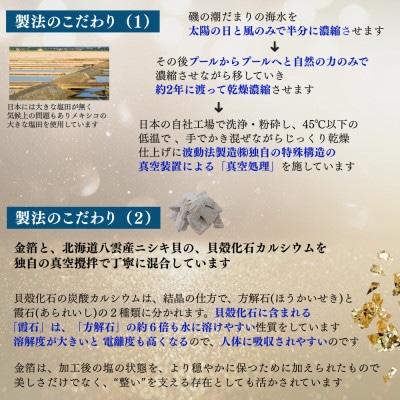 天日干し2年 火入れしない生の塩 「極楽塩」 1kg×1袋 金箔 貝カルシウム入り