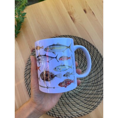 伊豆の自然　温帯魚のティータオル、マグカップとコースターセット (A)