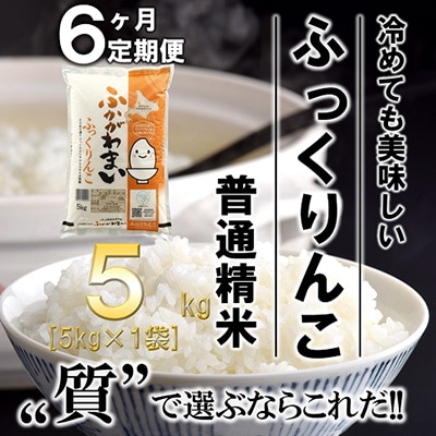 【毎月定期便】北海道深川産ふっくりんこ5kg(普通精米)全6回