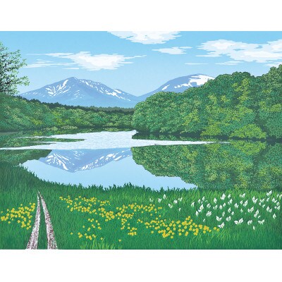 「月山と五色沼」茶額縁