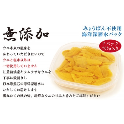 ★2026年分先行受付★江差前浜産 生うに 1kg 海洋深層水パック(無添加・みょうばん不使用)