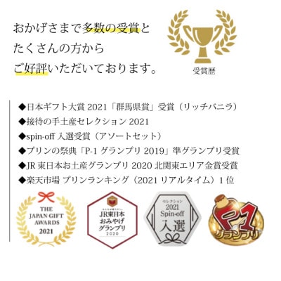 日本ギフト大賞「群馬賞」 群馬ファーマーズ プリン「リッチ・バニラ」6個入