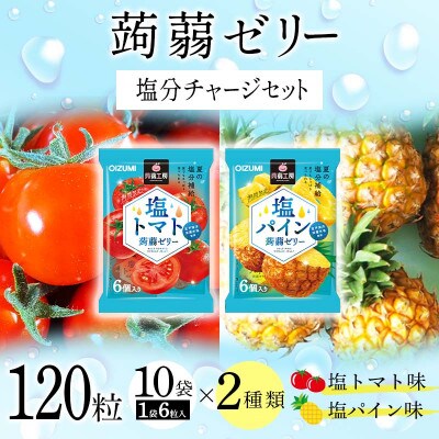 120粒!下仁田の蒟蒻ゼリーソフトタイプ2種 塩分チャージ(2種×10袋6粒入)F21K-387