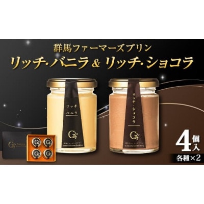 群馬ファーマーズ プリン 贅沢リッチ・バニラ&リッチ・ショコラ 各2個入り F21K-500