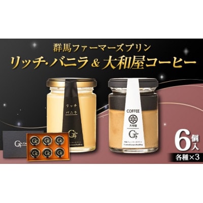 群馬ファーマーズ プリン リッチ・バニラ&大和屋コーヒー 各3個入り F21K-503