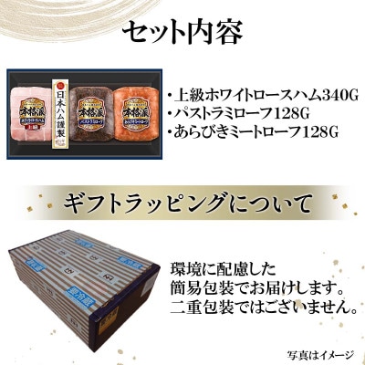 本格派ハムギフト ハム ソーセージ 詰め合わせ 3点セット 贈答にも 日本ハム 010-110