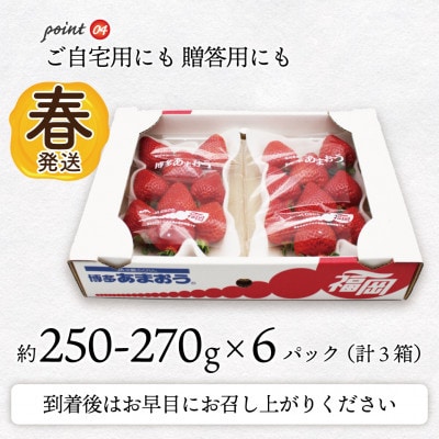 【2027年2月上旬～4月下旬発送予定】博多あまおう(春) 約250g～270g×6パック(行橋市)