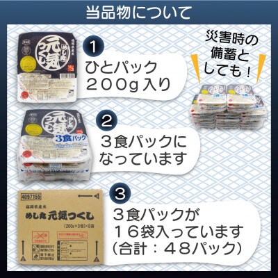 福岡県産米 無添加「元気つくし」パックご飯 200g×48パック (行橋市)