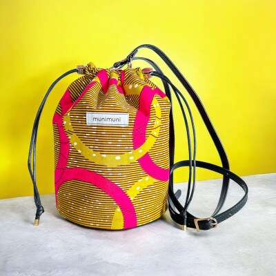《munimuni》African draw string bag ※色柄はおまかせ