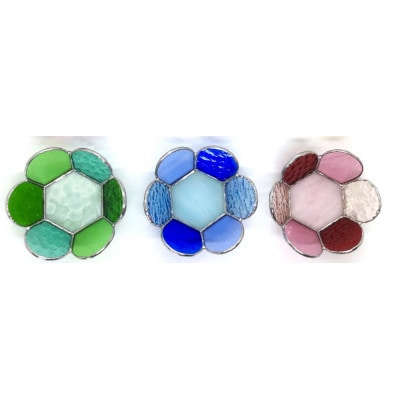 ステンドグラス　可愛いお花の小皿3点セット