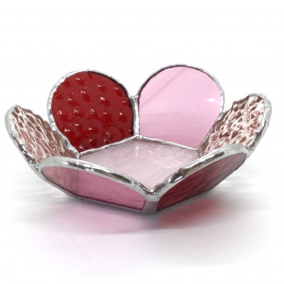 ステンドグラス　可愛いお花の小皿3点セット