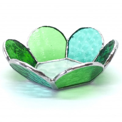 ステンドグラス　可愛いお花の小皿3点セット