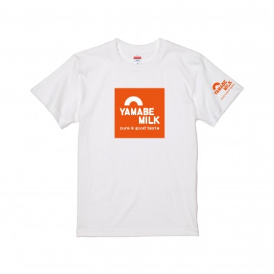 山辺町の老舗牛乳ブランド「YAMABE MILK」ロゴTシャツ　WH　XLサイズ