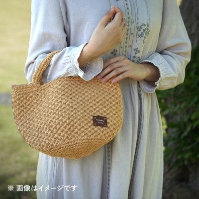 手編み 麻紐かごバック ナチュラル 小
