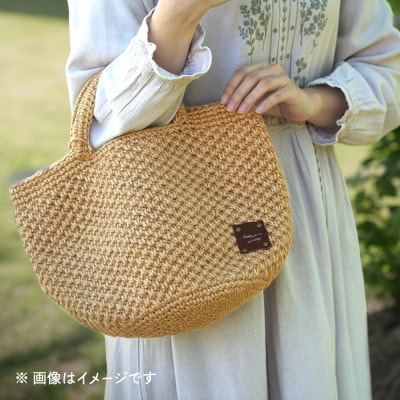 手編み 麻紐かごバック ナチュラル 大