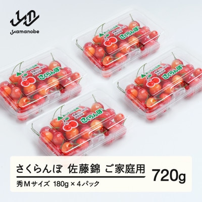 《先行予約》さくらんぼ 佐藤錦 秀Mサイズ ご家庭用 フードパック720g(180g×4パック)