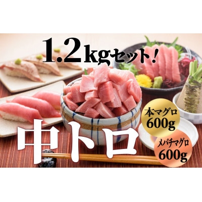 豪華!中トロセット!マグロ 中トロセット (本マグロ600g+メバチマグロ600g)