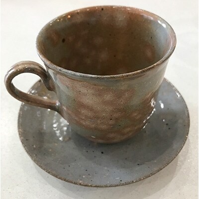 【鹿背山焼　無双窯】　コーヒーセットカップ(鹿背文　5客)