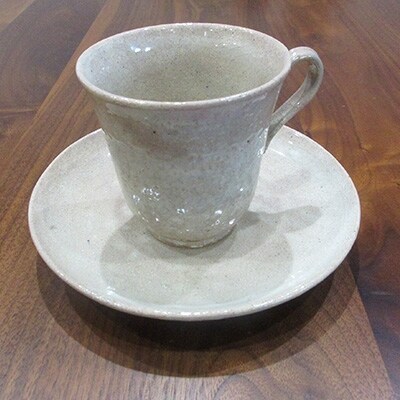 【鹿背山焼　無双窯】　コーヒーカップペアセット(白化粧)