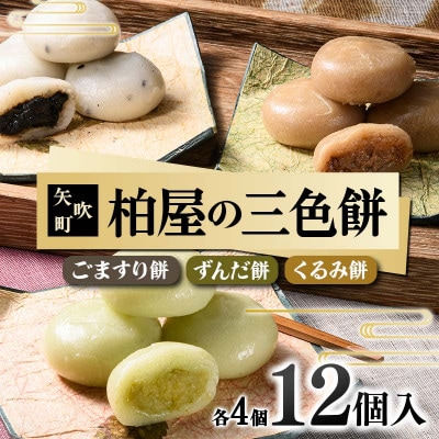 【柏屋の三色餅】ごますり餅・ずんだ餅・くるみ餅 各4個の12個入り! 和菓子  福島県