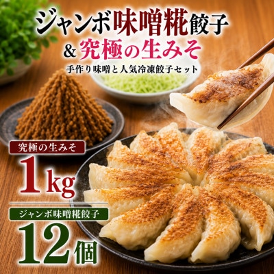 【無添加・国産発酵食品】ジャンボ味噌糀餃子(12個入り)と究極の生みそ1kgセット
