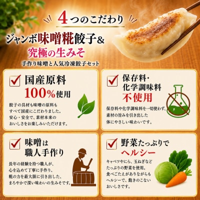 【無添加・国産発酵食品】ジャンボ味噌糀餃子(12個入り)と究極の生みそ1kgセット