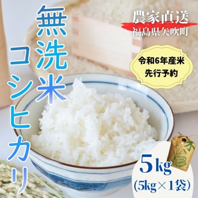 【先行受付】令和6年産〈無洗米〉　こしひかり(矢吹町三神地区産)5kg