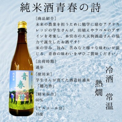 【農業短期大学校と大天狗酒造が連携して製造!】純米酒 青春の詩 各720ml