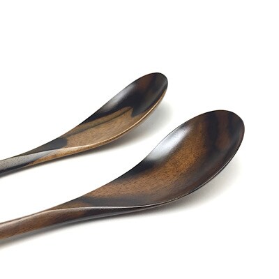 黒柿　壱乃匙セット(大2本、小2本)【6_6-001】