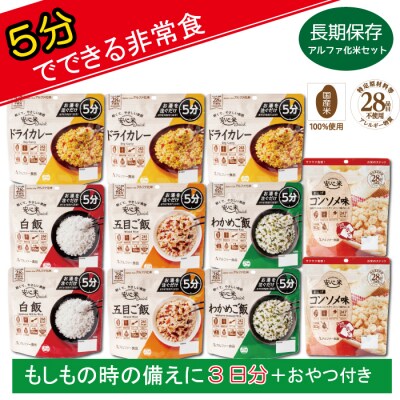 安心米クイック9食セット(3日分)おやつ付き【1_2-035】