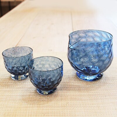 酒器セット ダイヤ柄　片口、ぐい飲みセット【4_2-002】