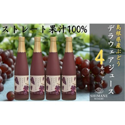 100%ぶどうジュースデラウェア4本セット