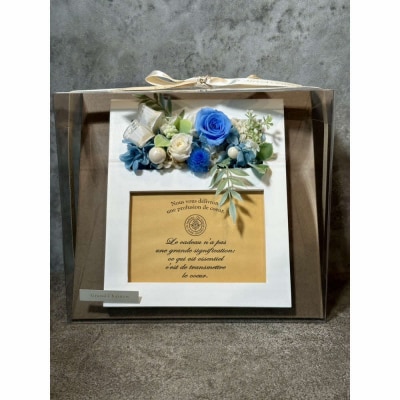 ブリザードフラワーのフォトフレーム(木製スタンドタイプ)【ブルー】