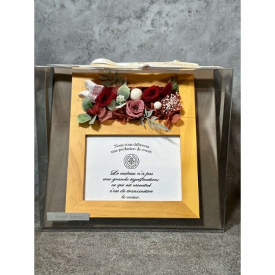 ブリザードフラワーのフォトフレーム(木製スタンドタイプ)【レッド】