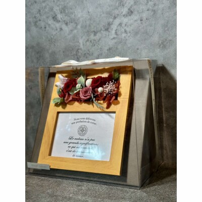 ブリザードフラワーのフォトフレーム(木製スタンドタイプ)【レッド】